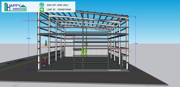 สำนักงานขนาดเล็กโครงสร้างสำเร็จรูป hw h 12.50x25x8m.ปทุมธานี